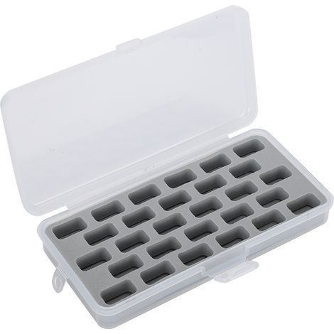 Boîte de rangement pour bobines de fil vides (28 emplacements), couvercle en plastique, organisateur de canettes pour machine à coudre (1/5)