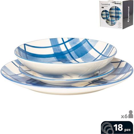 Vajilla 18 piezas, modelo santorini, azul