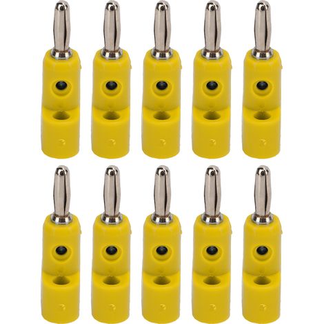 10 Connecteurs Banane Empilables 4mm sans Soudure, 30V AC‑60V DC 24A Max, pour Matériel Électronique Professionnel, Jaune (1/5)