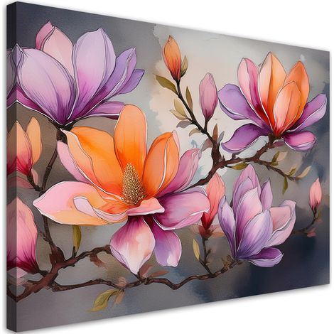 Quadro su tela, Fiore astratto ad acquerello - 60x40 (1/5)