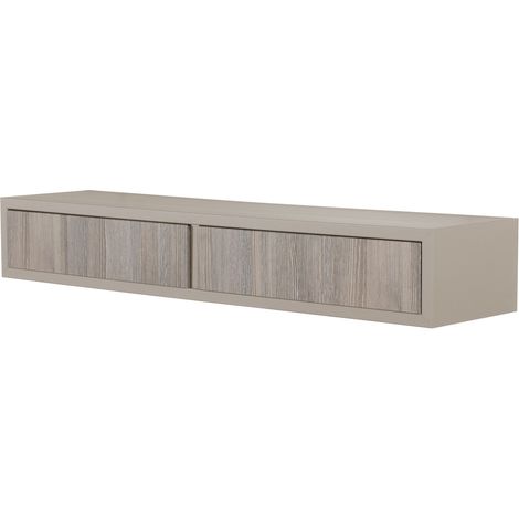 Mensola con 2 cassetti da parete design moderno soggiorno Domino - Marrone