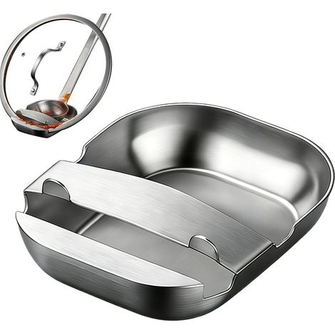 Stainless Steel Spoon Rest, Self-Standing Spatula Holder, Ladle Rest with Non-Slip Base, Kitchen Utensil Holder for Cooking, Kitchen, Counter Spoon Rests for Home (1/5)