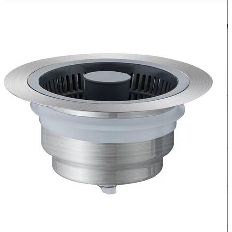 Set combinato filtro e tappo per lavello da cucina, guscio universale 3 in 1 in acciaio inox con filtro anti-intasamento, per fori del lavello da 78-81 mm.