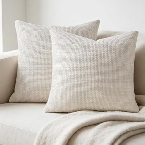 Housses de coussin décoratives en chenille douce, 45x45 cm, lot de 2, avec fermeture à glissière invisible, pour canapé, lit, salon et décoration intérieure. (1/5)
