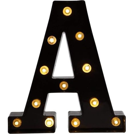 MINKUROW Lettere decorative a LED, 26 lettere dell'alfabeto inglese, luce LED creativa, lettere in plastica nera per casa, feste, bar, matrimoni, compleanni, San Valentino, festival (A) (1/5)