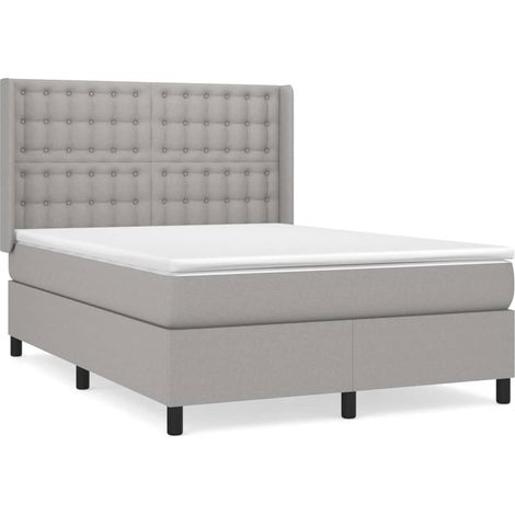 Maison Exclusive - Cama box spring con colchón tela gris claro 14