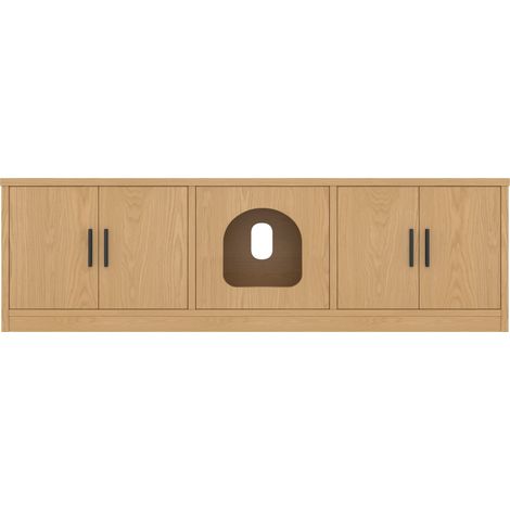 Armoire multifonctionnelle pour chat 140 x 40 x 45,5 cm avec griffoir intégré et ventilation en imitation chêne (1/5)