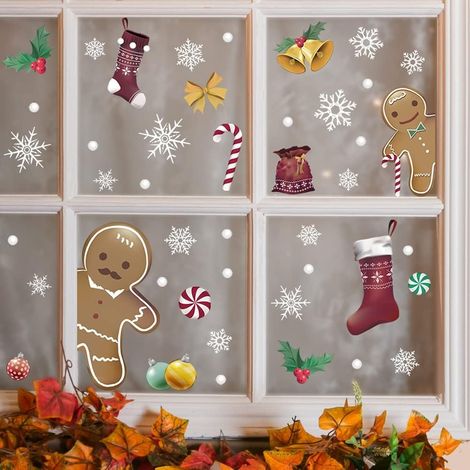 Autocollants de fenêtre de Noël, décalcomanies murales pour la chambre à coucher, le salon, la maison, le décor de Noël (1/5)