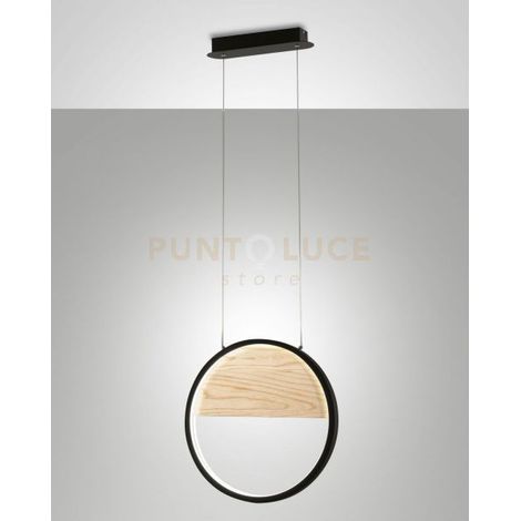PIERRE LAMPADA A SOSPENSIONE NERA A LED 3000K - 29W - 3020 lm IN METALLO E LEGNO DIMMERABILE
