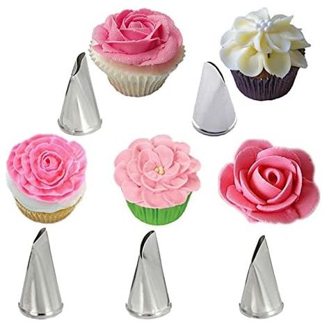 5 Pcs Set Rose Petal Icing Piping Nozzles Metal Cream Tips Cake Décoration Outils Cupcake Pastry Tool (1/5)