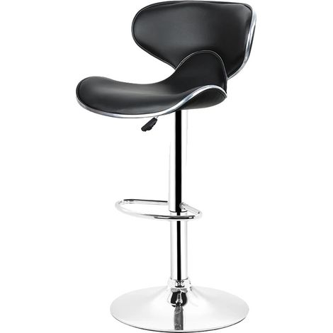 Taburete de bar, altura regulable, asiento cómodo de PU, negro. (1/2)