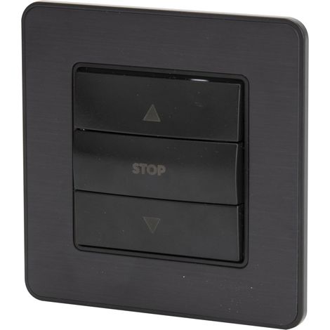 Interrupteur Simple Commande Volets roulants 10A - métal Noir brossé (1/5)