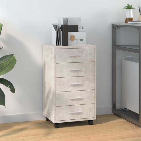 vidaXL Cajonera con ruedas madera contrachapada gris hormigón (1/5)