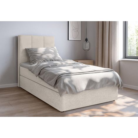 AX LIVING Boxbett Merea beiges Boxspringbett Bettkasten 120x200 cm