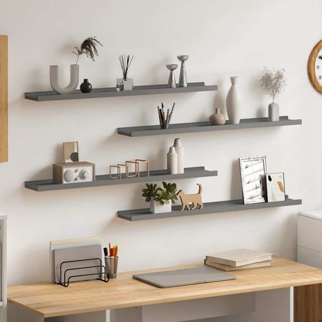 326676 vidaXL Wall Shelves 4 pcs Grey 80x9x3 cm (1/5)