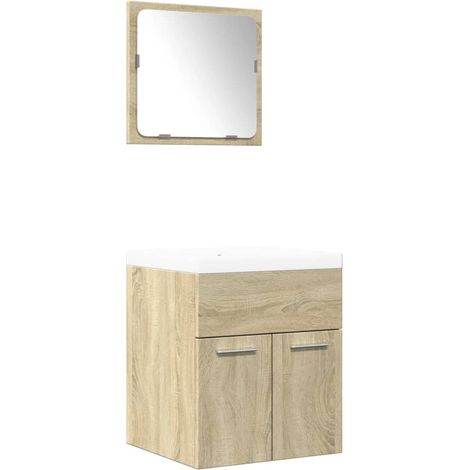 Maison Exclusive - 3-tlg. Badmöbel-Set Sonoma-Eiche Holzwerkstoff