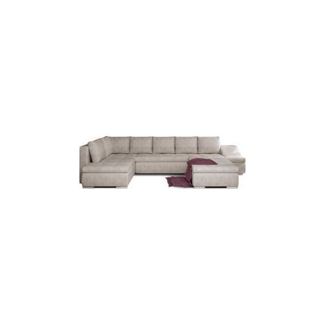 Canapé panoramique convertible JONAZ tissu - Rangement integré-Beige clair-Méridienne A gauche (1/5)
