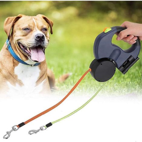 JOORRTDouble laisse rétractable pour chien avec deux laisses de 3 m, double laisse sans enchevêtrement à 360 degrés pour promener deux chiens jusqu'à 22,7 kg. (1/4)