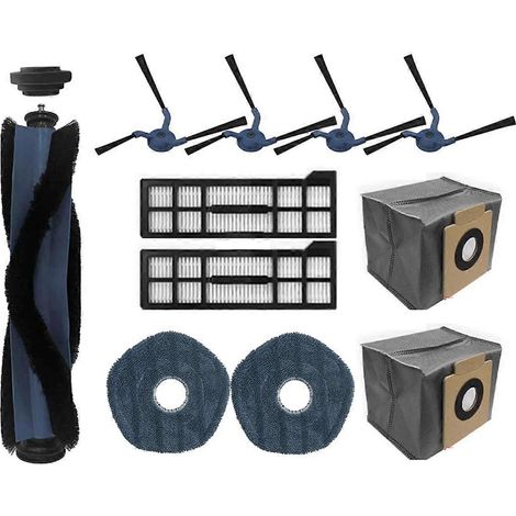 Pièces de rechange pour aspirateur robot X10 Pro Omni T2351 : rouleau principal, brosse latérale, filtre HEPA, lingette de nettoyage et sac à poussière. (1/5)