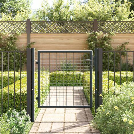 Porte de jardin en maille - Portail de clôture - Portillon de jardin Acier galvanisé 100 x 125 cm Gris fr10323 - Maison La Vie (1/5)