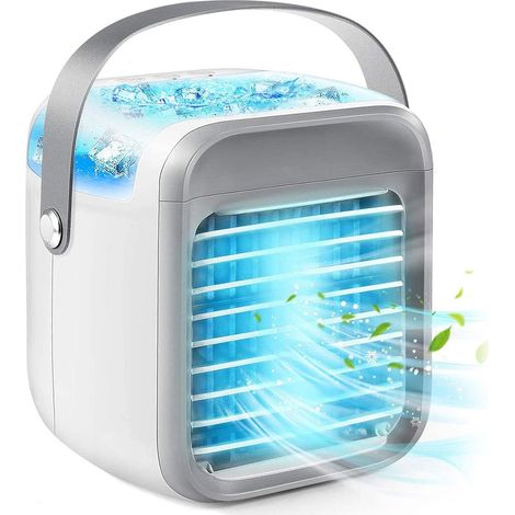 Mini climatiseur portable, petit refroidisseur d'air personnel, petit ventilateur, refroidissement silencieux à 3 vitesses (1/2)