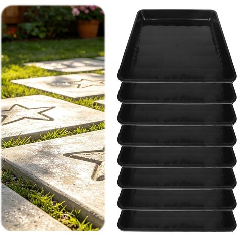 8pcs Moules pour Dalles Pas, Moules Carrés en Plastique Pavés en Béton Plateau Ciment Noir Moule DIY Réutilisable pour Allées Jardins et Trottoirs (1/5)