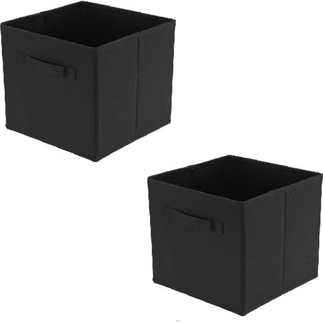 Trintion 2 Pcs Foldable Storage Boxes 27x27x28cm Folding Box Folding Collapsible Organiser For Home And Office(Black) (1/5)