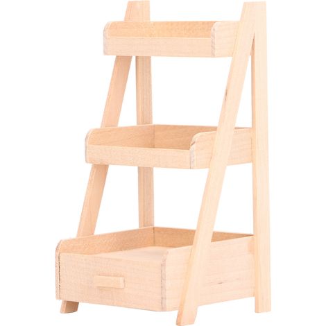 Étagère à Plantes Miniature 1:12 en Bois pour Maison de Poupée, Design à Trois Niveaux Élégant pour Décoration de Scène de Vie Réaliste (1/5)