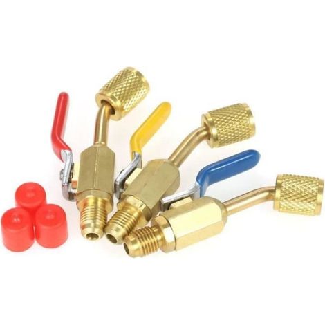 3 Absperrventile, Kupfer, R410A R134A, 1/4"-SAE-Gewinde, Klimaanlagen-Kältetechnik (1/5)