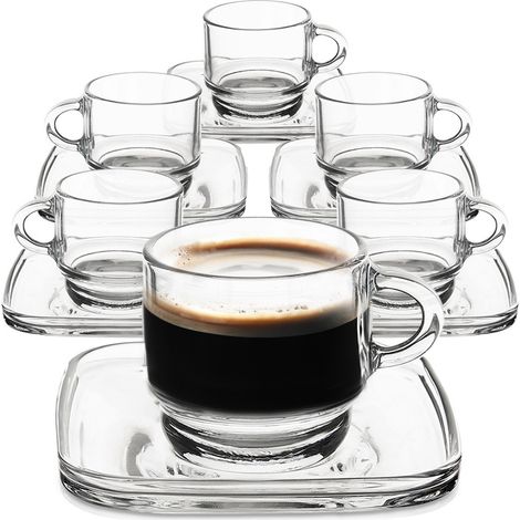 Tazza in vetro con piattino da 75 ml, 6 pezzi. (1/5)