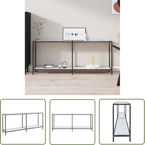 Furniture Limited - Table console Blanc 180x35x75,5 cm Verre (1/5)