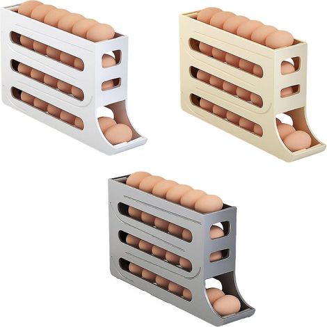 Étagère à œufs pour réfrigérateur, plateau à œufs, boîte de rangement pour réfrigérateur, étagère à œufs automatique à 4 niveaux (1/4)
