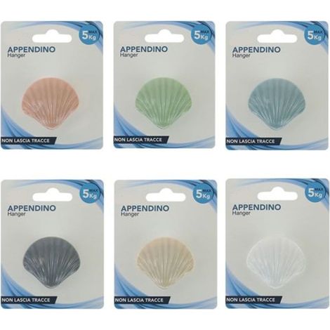 Cleafe - Gancio Appendino Adesivo Appendiabiti Parete Cucina Bagno Forma Conchiglia Colorata 10808 - (1/2)