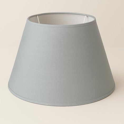 1 Abat-jour Conique, Tissu Coton 40cm, Doublure PVC Blanc, Pour Lampe Table Et Lampadaire, Gris