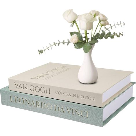 Set de Boîtes à Livres Décoratives en Lin avec Dorure à Chaud – Boîte de Rangement Élégante à Fermeture Magnétique pour Bibliothèque, Salon, Café, Bureau et Décoration de Fête (1/5)