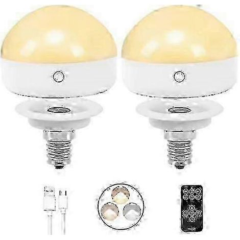 Ampoule rechargeable E14 à rayonnement visible, lot de 2, 300 lm, équivalent 40 W, chargeur amovible, 3 couleurs (1/5)