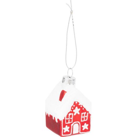 Soggetto casa h.7cm vetro rosso e bianco - Feeric lights & christmas