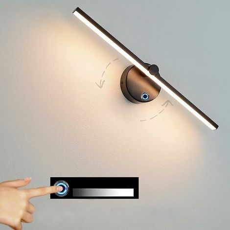 Chevet Applique Murale Avec Interrupteur Lampe Murale LED Interieur Luminosité Dimmable Lampe Miroir Salle de Bain 40cm Chambre Liseuse Moderne Rotative Lampe de Lecture Salon Couloir Escalier thsinde (1/5)