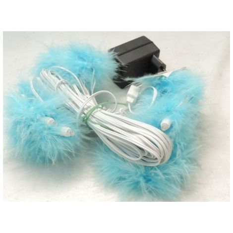Guirlande LED 2W intérieur 24 leds bleu (longueur 3,6M) avec plume bleu câble blanc et alim 230V-24V (24AU) ITC 0350024