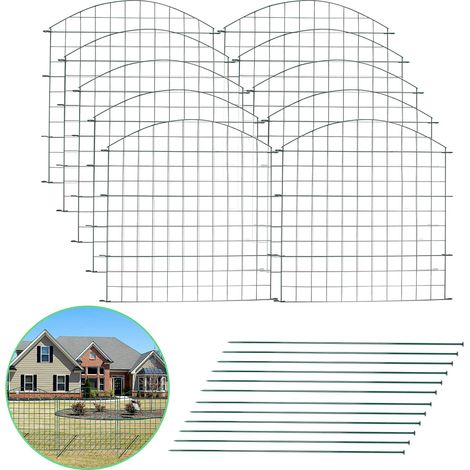 Wolketon 22tlg Set Teichzaun mit 10 Zaunelemente und 12 Befestigungsstäben. Gartenzaun Zaun Teich. Gartenzaun Grün. Welpenauslauf. Freigehege(Oberbogen)
