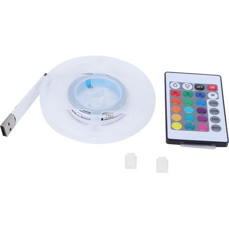 1 Bande LED RGB, 5 m, 80 LEDs, télécommande 24 touches, adhésif double face, éclairage TV et ordinateur (1/5)