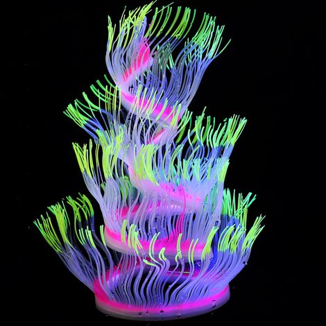 Anémone de mer artificielle en silicone corail de 50 cm, jaune, accessoire de décoration pour aquarium. (1/5)