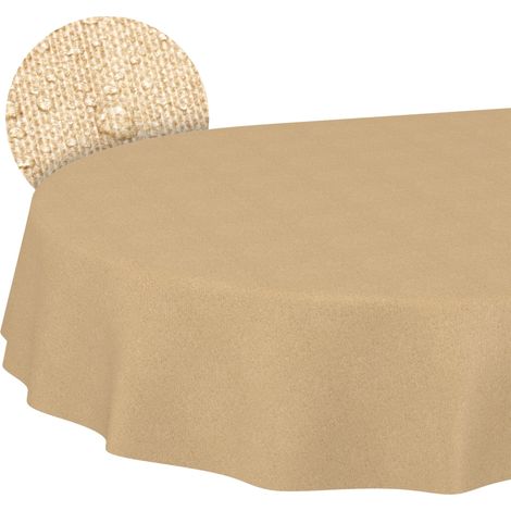Nappe enduite Beige Aspect Lin Ovale 160x140 cm intérieur/extérieur (1/5)