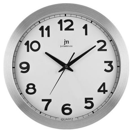 LOWELL 14929 Justaminute Orologio da Parete in Alluminio Satinato con Movimento al Quarzo Diametro 36 cm colore Bianco