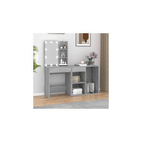 Coiffeuse à LED avec armoire Sonoma gris Bois d'ingénierie (1/5)