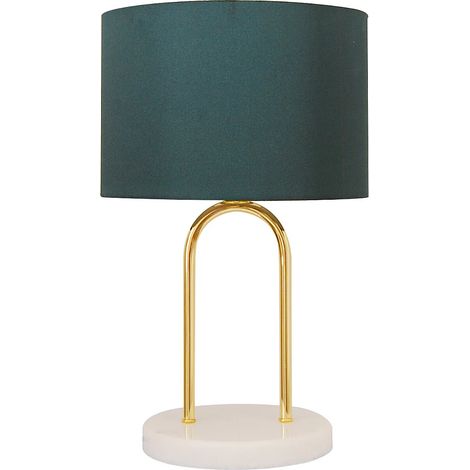 Lampe à poser en acier et marbre - D. 25 cm x H. 41 cm - Bleu canard - NOUR (1/4)