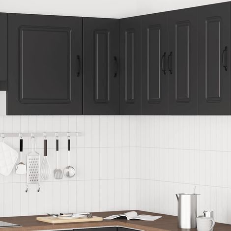 vidaXL Armario cocina esquina de pared Kalmar madera ingeniería negra (1/5)