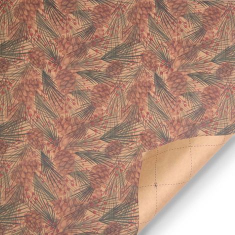 Papier D Emballage De Noel - Motif Pomme De Pin - 44 X 100 Cm - Pour Boites Cadeaux Et Presents