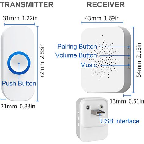 USB-Türklingel mit Sprachsteuerung, intelligente drahtlose Fernbedienung für Zuhause, elektronische Musik-Türklingel (schwarz, Zwei-Port-Modell)