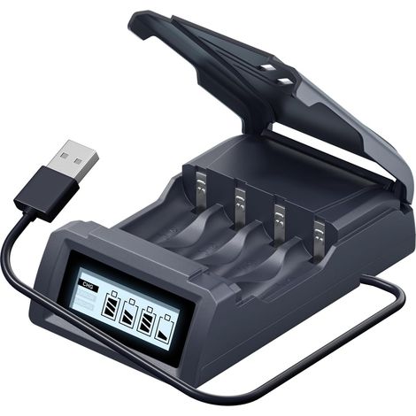 Chargeur de Batterie AAA pour Piles universelles Lithium 1,5V / NI-MH 1,2V AA et AAA, Charge indépendante, Chargeur de Batterie à Charge Rapide USB C (1/5)